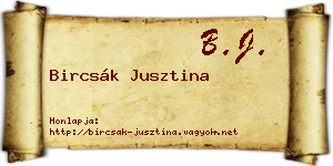 Bircsák Jusztina névjegykártya